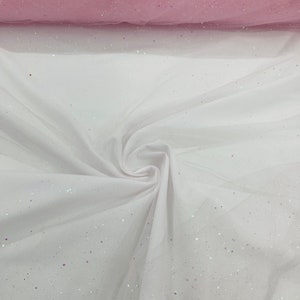 Pink Iridescent sparkle tulle glitter with sequin fabric shimmer/ tulle glitter for dresses/ mesh glitter fabric/ costume fabric.