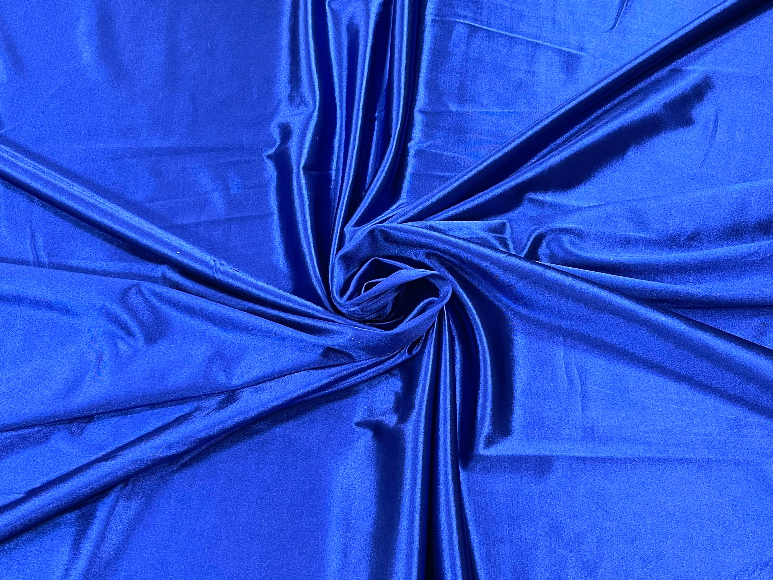 Royal Blue Pleated Lycra Stretch Fabric with Gold Foil