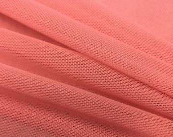 Coral 58/60" Wide Solid Stretch Power Mesh Fabric Nylon Spandex Sold By The Yard.