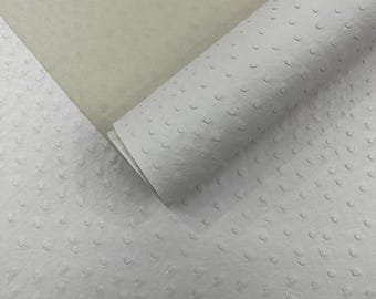 Classic White Ostrich Vinyl Fabric, Durable Faux Leather for Upholstery and Crafts