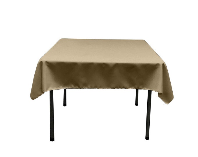 Taupe Square Polyester Poplin Table Overlay - Diamond. Choose Size Below