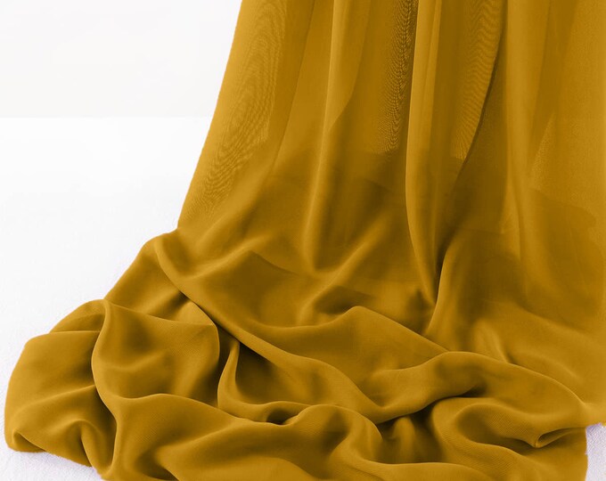 Mustard - Wool Dobby Chiffon Sheer Table Runner for Wedding, Decorations for Birthday Parties, Banquets, Engagements.