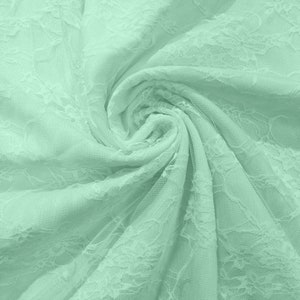 Mint Floral Vintage 4-Way Stretch Lace by the yard.