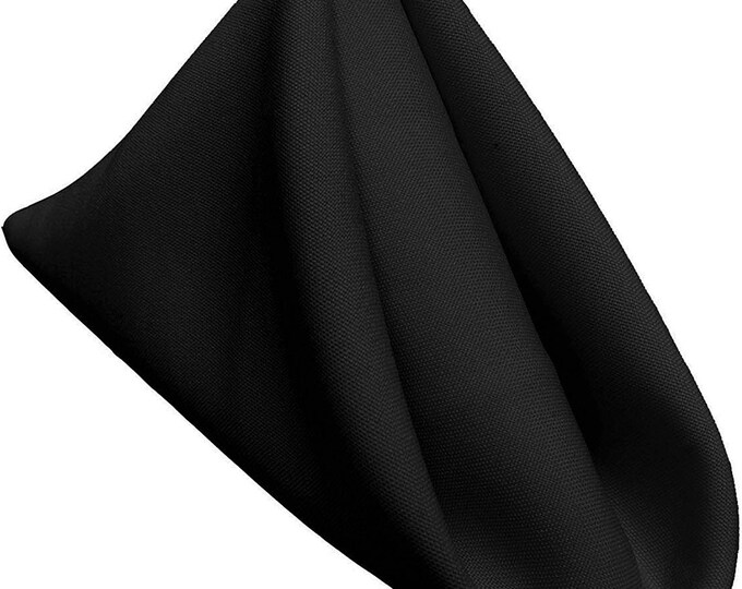 18 x 18 Inches Polyester Poplin Decorative Table Napkins, Party Supply - Pack of 12- Black