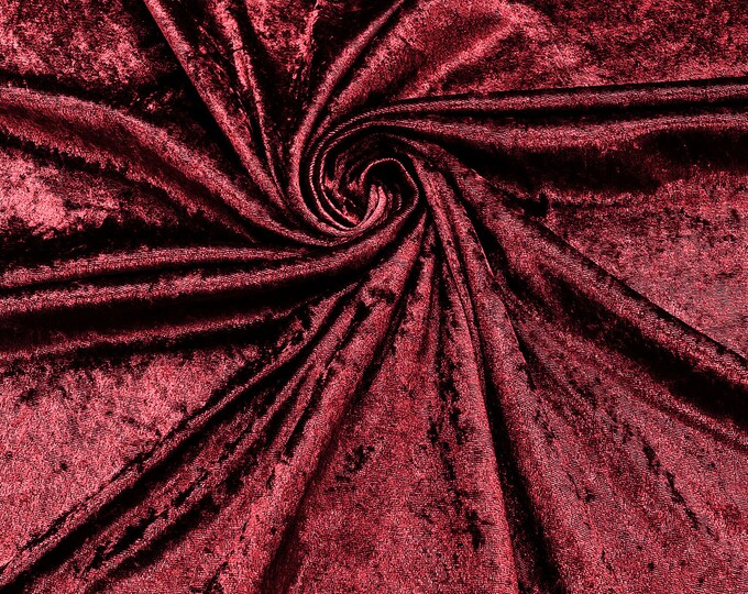Cranberry 59 Wide Crushed Stretch Panne Velvet Velour Fabric Sold By The Yard.