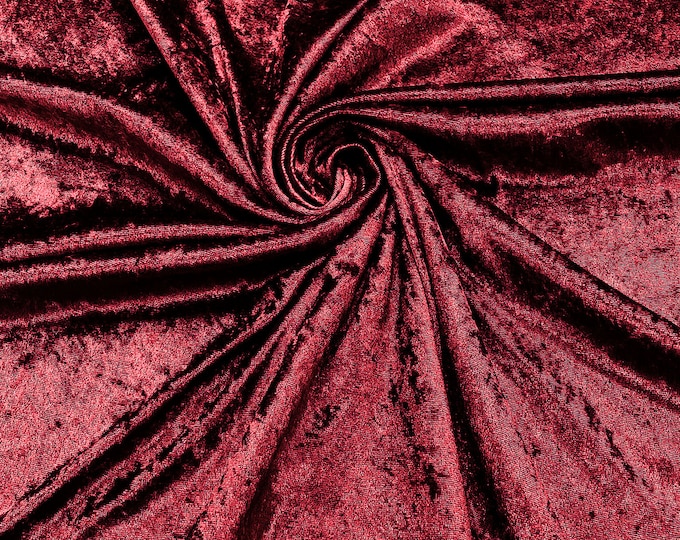 Cranberry 59 Wide Crushed Stretch Panne Velvet Velour Fabric Sold By The Yard.