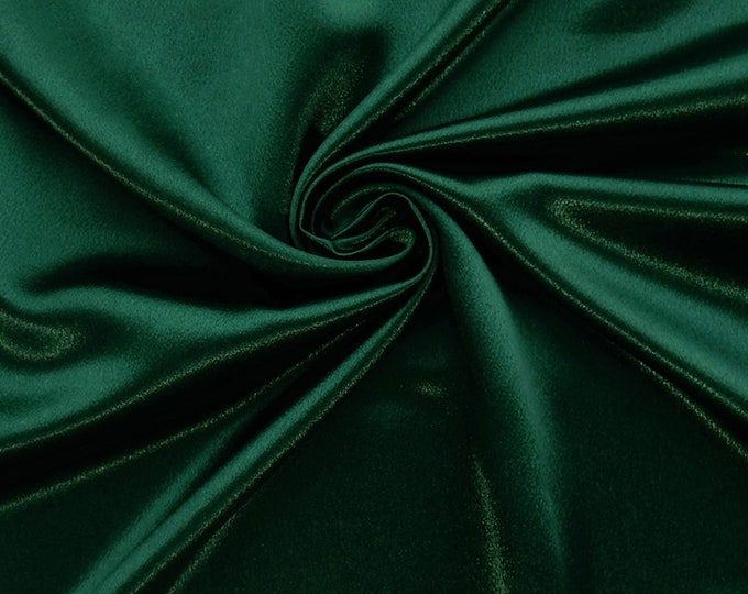 Hunter Green Crepe Back Satin Bridal Fabric Draper-Prom-wedding-nightgown- Soft 58"-60" Inches Sold by The Yard.