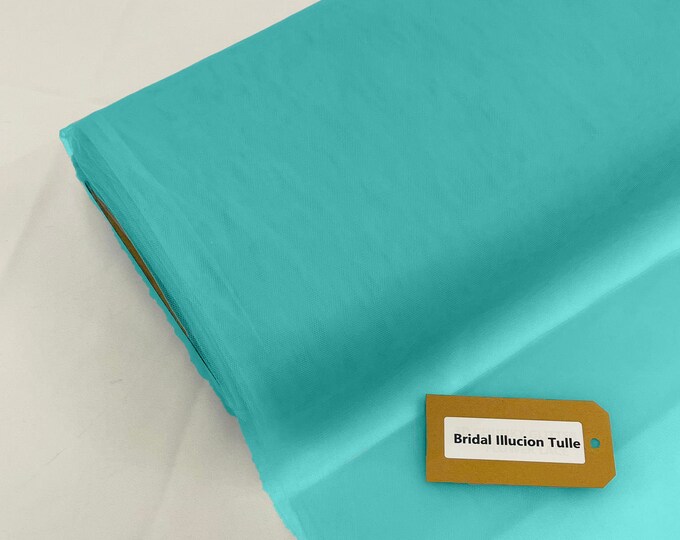 Aqua Blue - Bridal Illusion Tulle 108"Wide Polyester Premium Tulle Fabric Bolt.