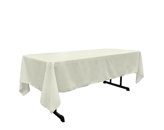 Ivory - Rectangular Polyester Poplin Tablecloth / Party supply.