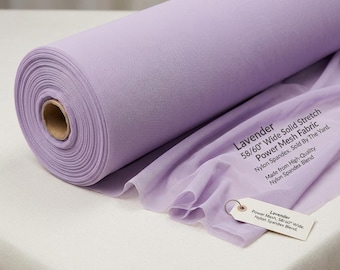 Lavender Stretch Power Mesh Fabric 60” Wide | Sheer Nylon Spandex Mesh by Yard | Lingerie, Dancewear & Bridal Fabric
