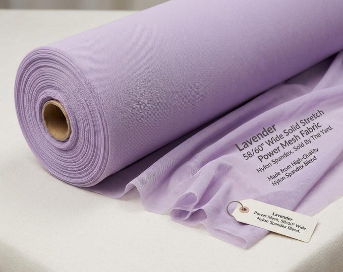 Lavender Stretch Power Mesh Fabric 60” Wide | Sheer Nylon Spandex Mesh by Yard | Lingerie, Dancewear & Bridal Fabric