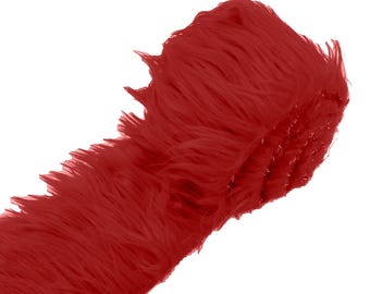 Dark Red Long Pile Soft Faux Fur Fabric STRIP for Fur suit, Cosplay Costume, Photo Prop, Trim, Throw Pillow, Crafts.