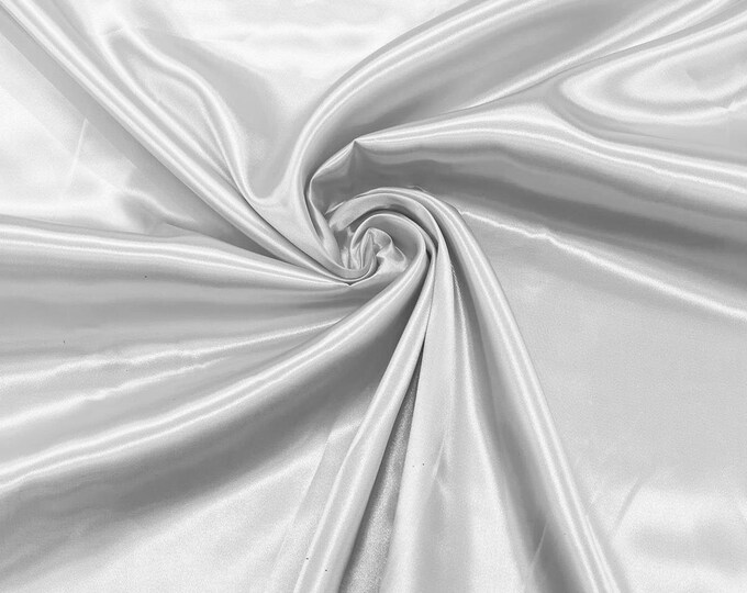 White Shiny Charmeuse Satin Fabric for Wedding Dress/Crafts Costumes/58” Wide /Silky Satin