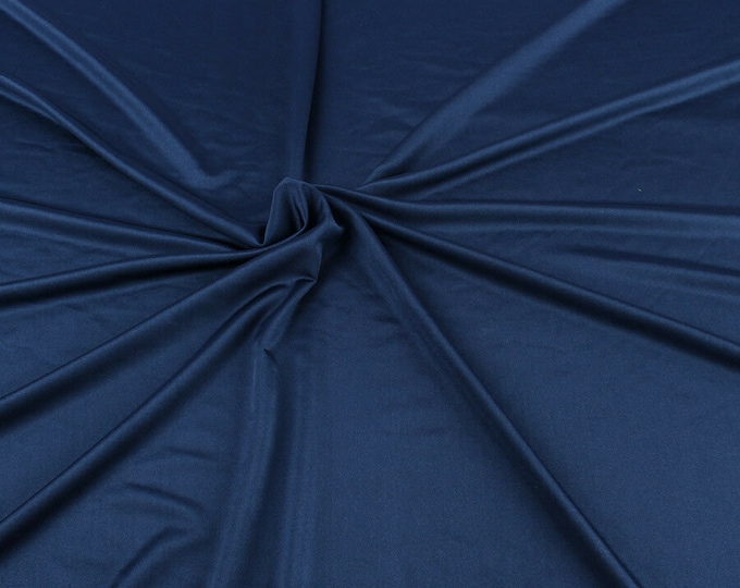 Navy Blue Shiny Milliskin Nylon Spandex Fabric 4 Way Stretch 58" Wide Sold by The Yard