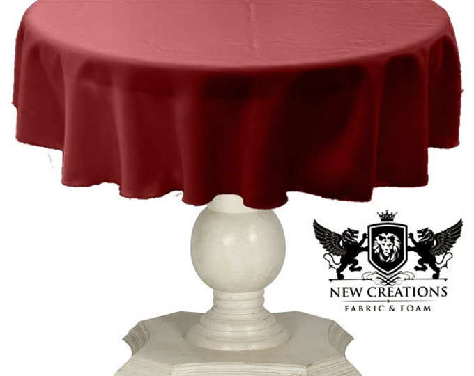 Fiesta Red Tablecloth Solid Dull Bridal Satin Overlay for Small Coffee Table Seamless.