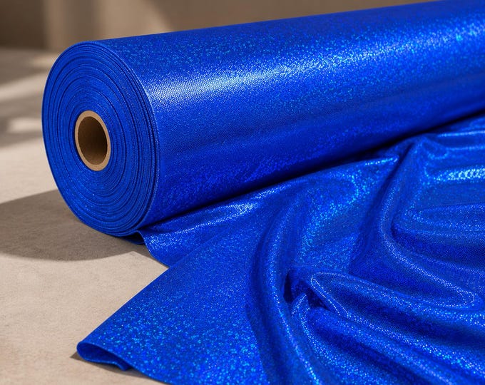 Royal Blue Shattered Glass Holographic Spandex Fabric By The Yard, 4 Way Stretch Nylon Lycra Tricot For Swimwear Costumes Dancewear