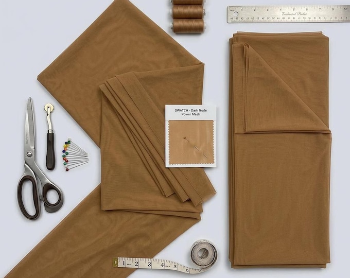 Dark Nude Stretch Power Mesh Fabric 60” Wide | Sheer Nylon Spandex Mesh by Yard | Lingerie, Dancewear & Fashion Fabric