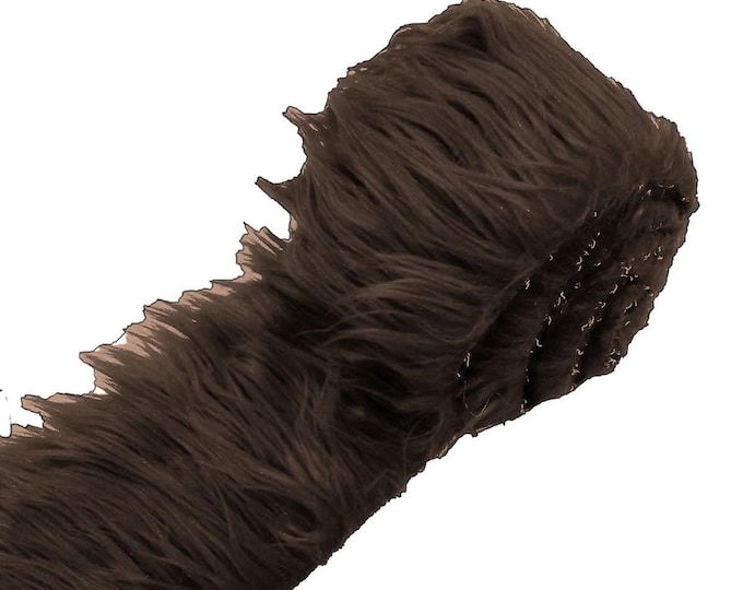 Faux Fur Brown Long Pile Fabric Strip for Cosplay, Crafts, and Home Decor