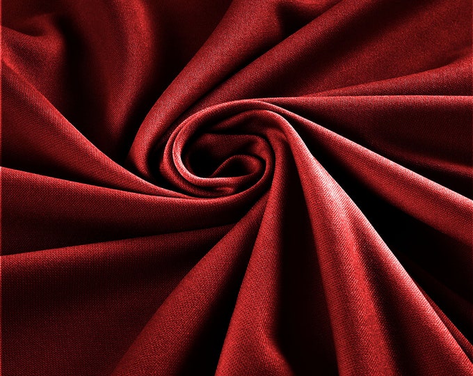 Dark Red Stretch Crepe Scuba Techno Knit Polyester Spandex Fabric for Bows, Top Knots, Head Wraps, Clothes, Costumes, Crafts