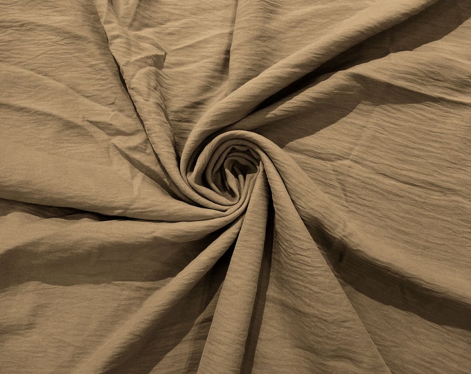 Khaki Air Flow Polyester Fabric for Dresses, 2 way stretch, Tops, Bottoms, Shawl, Scarf, Costumes, Crafts.