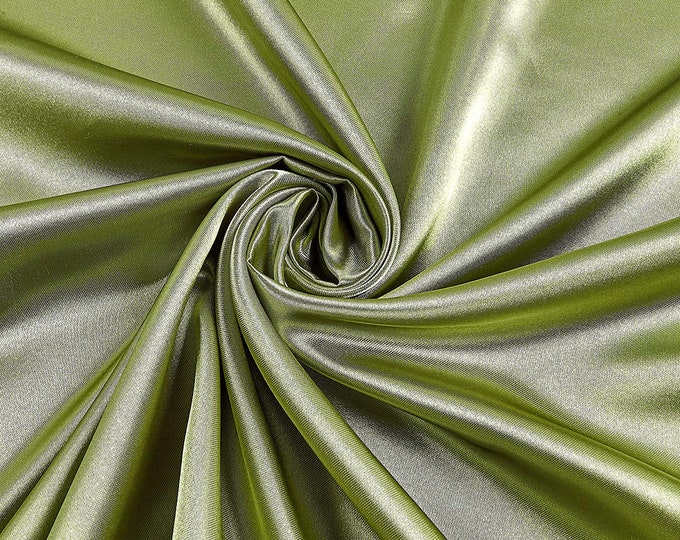 Sage Green 58-59" Wide - 96 percent Polyester, 4% Spandex Light Weight Silky Stretch Charmeuse Satin Fabric by The Yard.