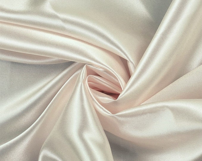 Ivory Charmeuse Bridal Solid Satin Fabric for Wedding Dress Fashion Crafts Costumes Decorations Silky Satin 58” Wide Sold By The Yard