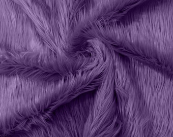 Purple Long Pile Soft Faux Fur Fabric for Fur suit, Cosplay Costume, Photo Prop, Trim, Throw Pillow, Crafts.