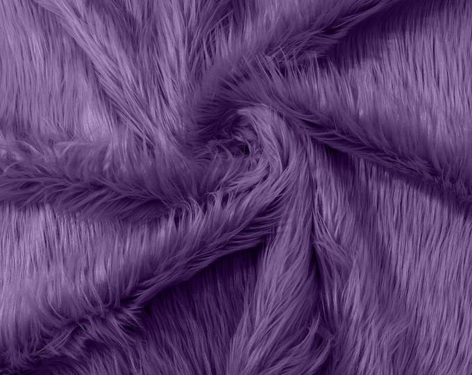 Purple Long Pile Soft Faux Fur Fabric for Fur suit, Cosplay Costume, Photo Prop, Trim, Throw Pillow, Crafts.