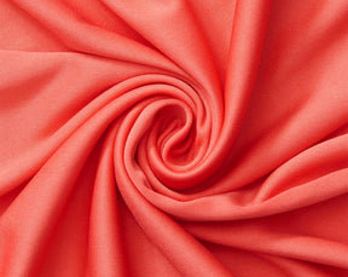 Coral Polyester Knit Interlock Mechanical Stretch Fabric 58"/60"/Draping Tent Fabric. Sold By The Yard.