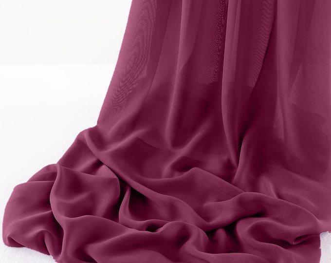 Dark Fuchsia - Wool Dobby Chiffon Sheer Table Runner for Wedding, Decorations for Birthday Parties, Banquets, Engagements.