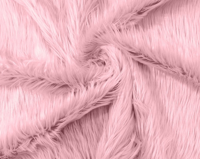 Pink Long Pile Soft Faux Fur Fabric for Fur suit, Cosplay Costume, Photo Prop, Trim, Throw Pillow, Crafts.
