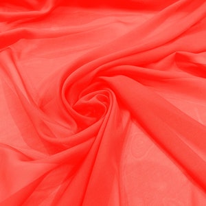 Neon Pink 58/60&quot; Wide 100% Polyester Soft Light Weight, Sheer, See Through Chiffon Fabric/ Bridal Apparel | Dresses | Costumes/ Backdrop