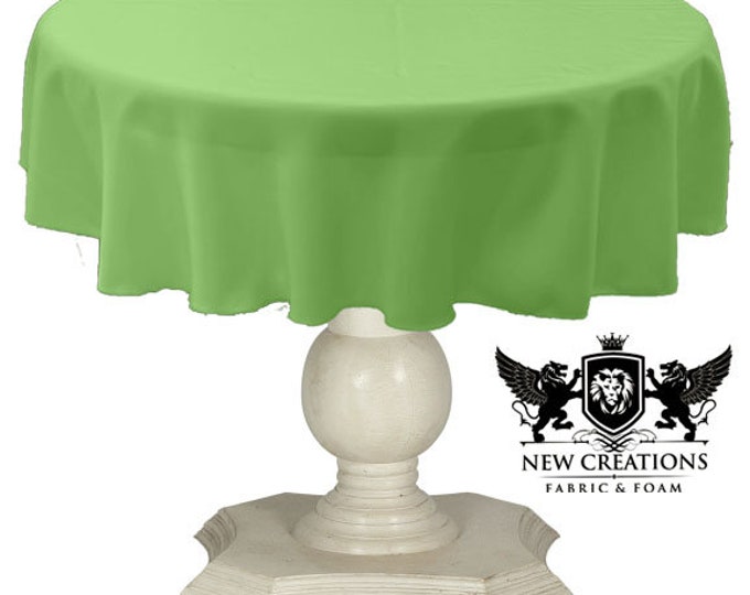 Apple Green Round Tablecloth Solid Dull Bridal Satin Overlay for Small Coffee Table Seamless.