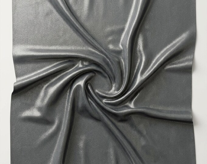 Gunmetal Metallic Foil Nylon Spandex Fabric by the Yard, 4 Way Stretch Shiny Fabric for Leggings, Costumes & Dancewear