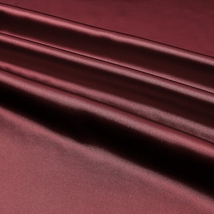 Burgundy 58-59&quot; Wide - 96 percent Polyester, 4% Spandex Light Weight Silky Stretch Charmeuse Satin Fabric by The Yard.