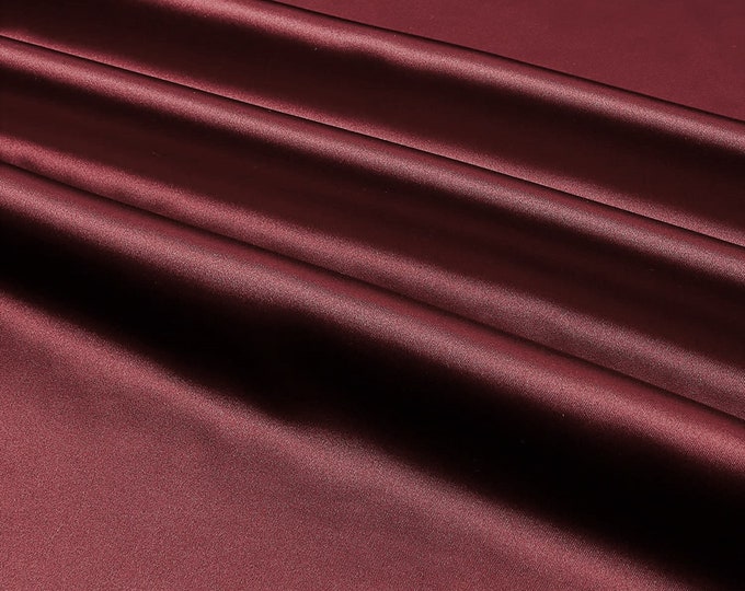 Burgundy 58-59" Wide - 96 percent Polyester, 4% Spandex Light Weight Silky Stretch Charmeuse Satin Fabric by The Yard.