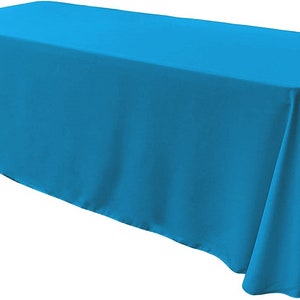 Turquoise - Rectangular Polyester Poplin Tablecloth Floor Length / Party supply