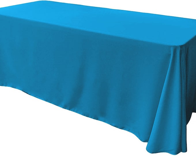Turquoise - Rectangular Polyester Poplin Tablecloth Floor Length / Party supply