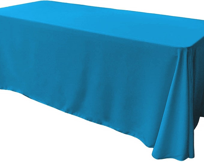 Turquoise - Rectangular Polyester Poplin Tablecloth Floor Length / Party supply