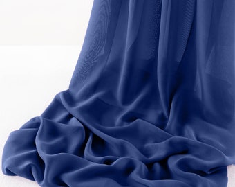 Dark Royal Blue - Wool Dobby Chiffon Sheer Table Runner for Wedding, Decorations for Birthday Parties, Banquets, Engagements.