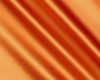 Orange 58-59" Wide - 96 percent Polyester, 4% Spandex Light Weight Silky Stretch Charmeuse Satin Fabric by The Yard.