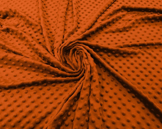 Orange 58" Wide 100%  Polyester Minky Dimple Dot Soft Cuddle Fabric SEW Craft Sold by The Yard.