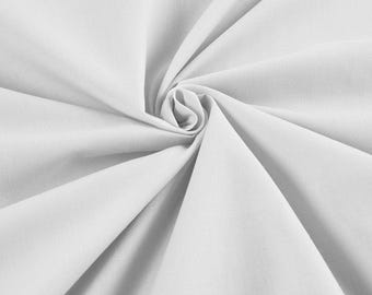White Lightweight Poly Cotton Broadcloth Fabric| 58" Wide| Bed sheets| Apparel.