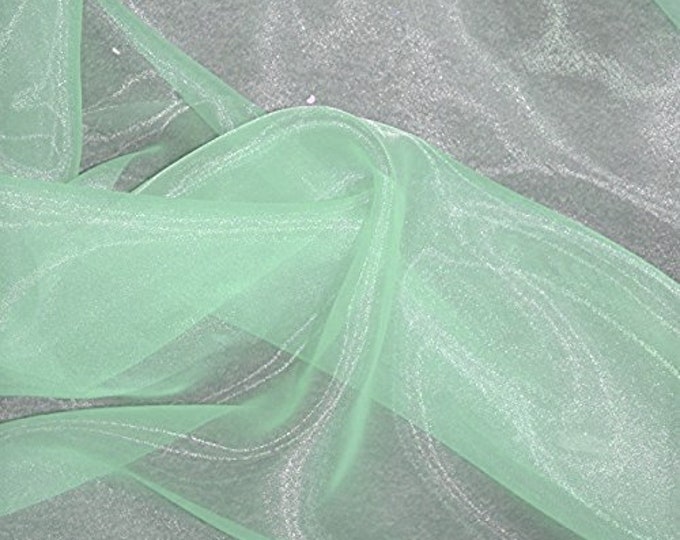 Aqua Green 58/60" Wide 100% Polyester Soft Light Weight, Sheer, See Through Crystal Organza Fabric Sold By The Yard.