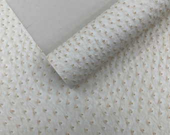 Cream Ostrich Vinyl Fabric, Durable Faux Leather for Upholstery and Crafting