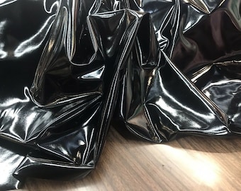 New Creations Fabric & Foam Inc, Glossy Vinyl Faux Leather  4 Way Stretch Dance Wear Spandex Fabric By Th Yard