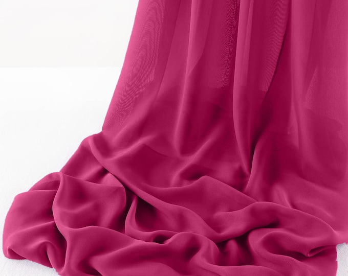 Fuchsia - Wool Dobby Chiffon Sheer Table Runner for Wedding, Decorations for Birthday Parties, Banquets, Engagements.