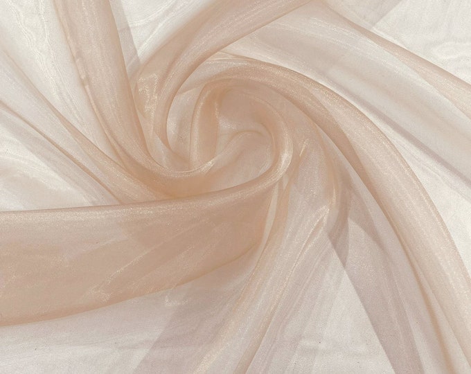 Peach 58/60" Wide 100% Polyester Soft Light Weight, Sheer, See Through Crystal Organza Fabric/Cosplay Costumes, Skirts.