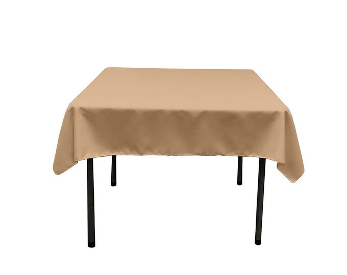Champagne Square Polyester Poplin Table Overlay - Diamond. Choose Size Below
