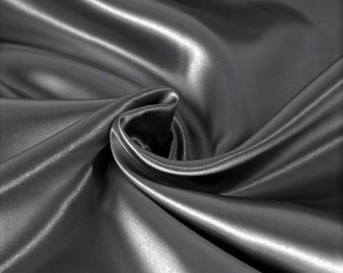Gray 58-59" Wide - 96 percent Polyester, 4% Spandex Light Weight Silky Stretch Charmeuse Satin Fabric by The Yard.